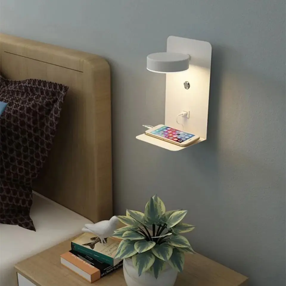 Luxury LED Reading Lamp with Touch Control, USB Rechargeable, 3 Color Dimmable Wall Light for Bedroom, 12W