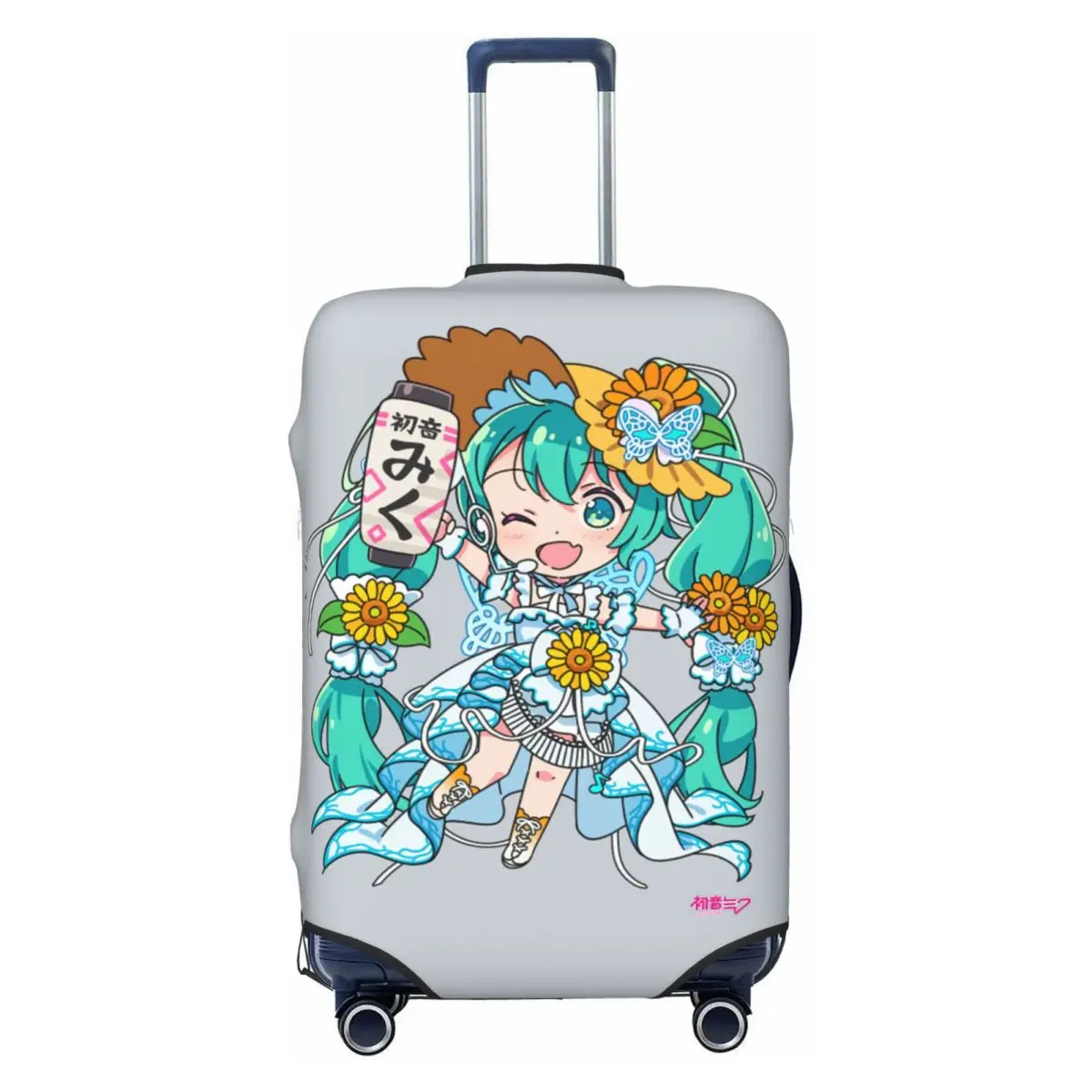 カスタム初音ミク-vocaloid-ロックアニメ荷物カバー弾性旅行スーツケース保護カバー-18-32-インチに適合