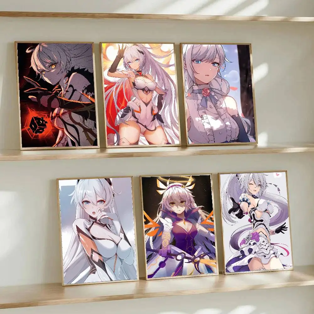 Anime Honkai Impact 3rd Kiana Kaslana Posters Living Room Bar Cafe Quality Canvas Vintage Style Comics Painting Art Home Wall