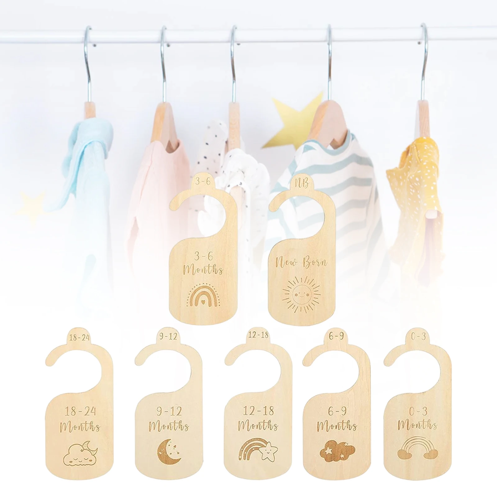 7x Closet Dividers for Newborn Baby Clothes Double Sided Organizer Baby Clothing Size For Infant Adorable Nursery Decor Hanger