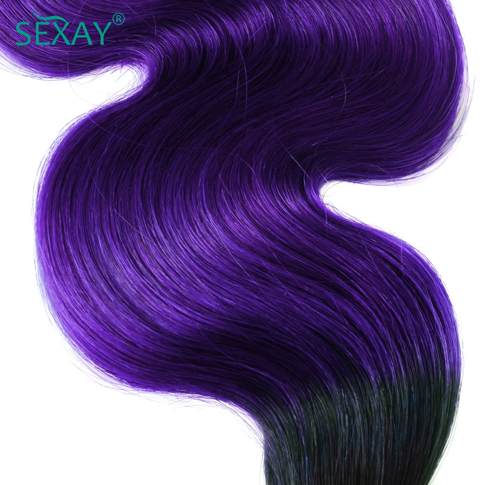 1B Paars Menselijk Haar Weave Bundels 1/3 Stuks Veel Braziliaanse Body Wave Ombre Paarse Kleur Menselijk Haar Inslag Bundels voor Zwarte Vrouwen