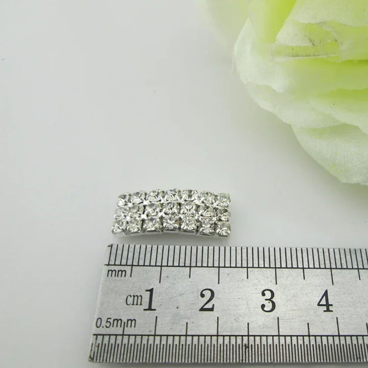 10Pcs Silver Rhinestones Buckles Metal Square Ribbon Decoration Buckle Diy Handwork Jewelry Accessory Supplies