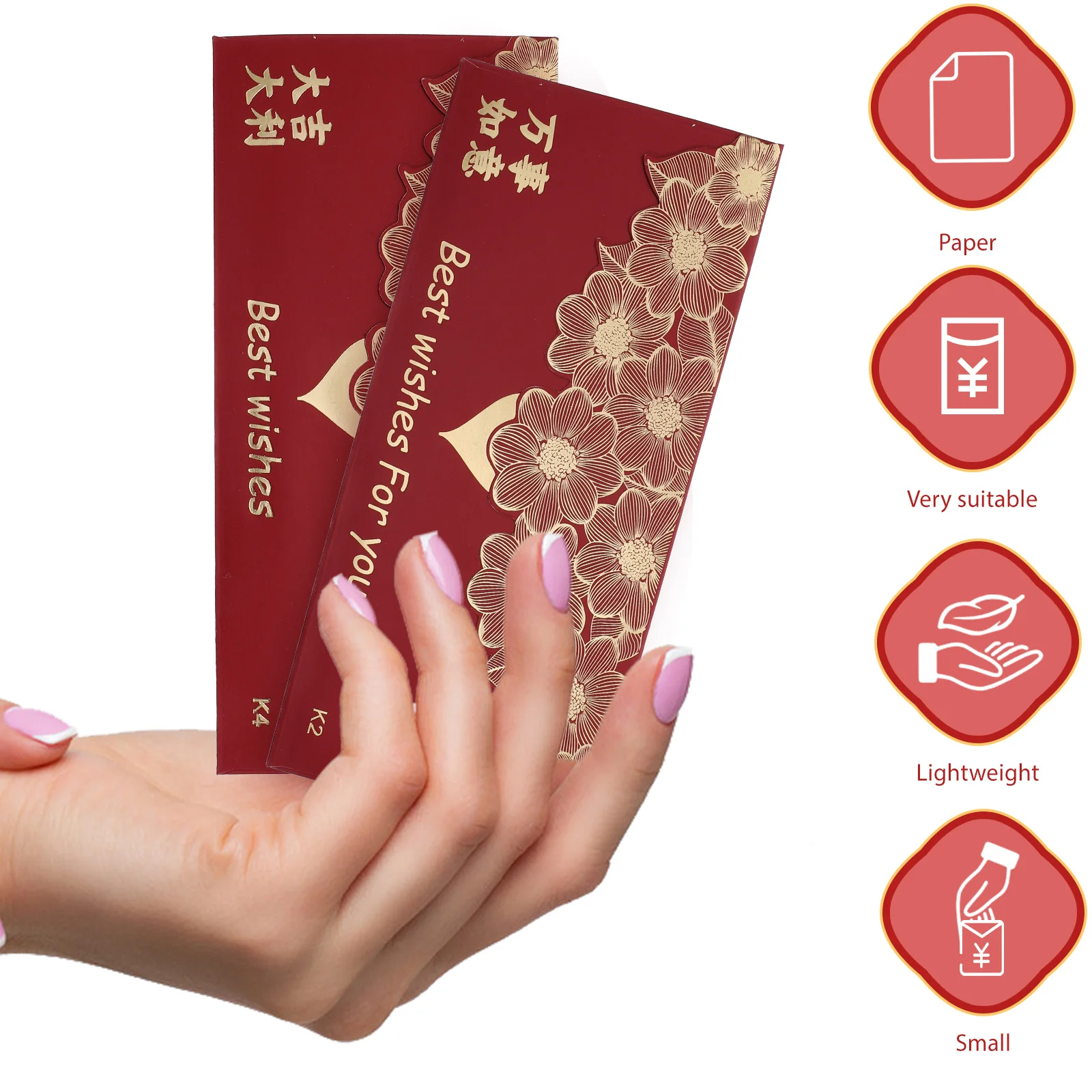 

60Pcs Western Red Envelopes Creative Money Packets for Festivals Parties Anniversaries Spring Festival Lunar New Year Gift