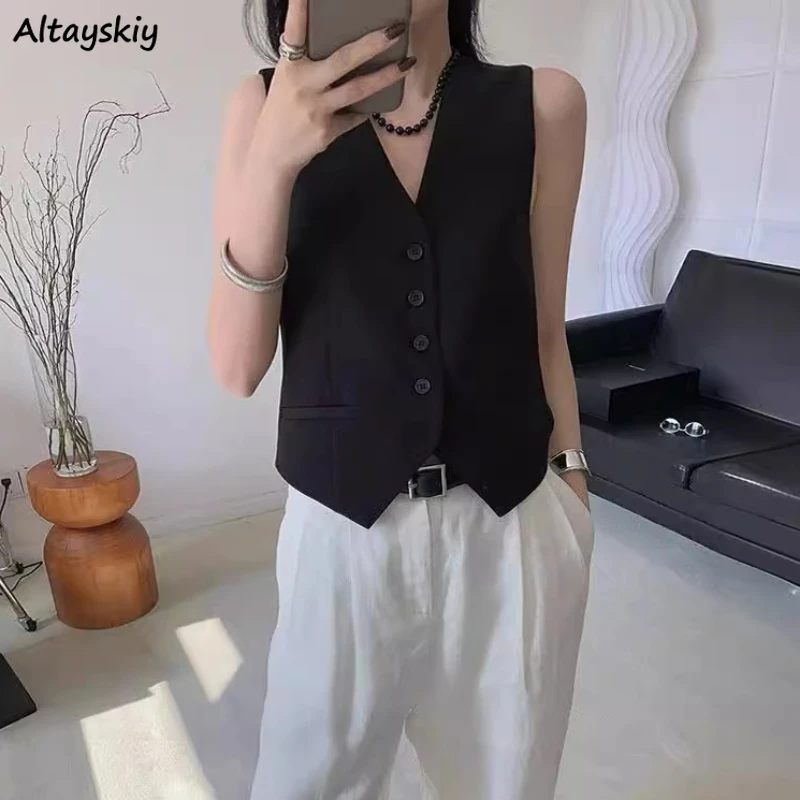 Gilets chics à col en V pour femmes, vêtements d'extérieur décontractés imbibés, style coréen, streetwear tout match, confortable, nouveau, 2024, Ulzzang niche ary