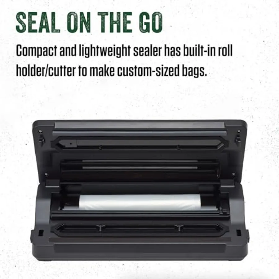 LEM Products MaxVac Go コードレスプラスチック真空シーラー、11.8インチシールバー付き、シルバーとブラック