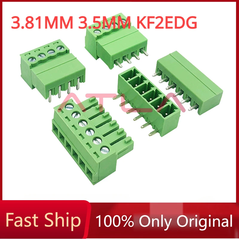 10PCS 15EDG 3.81MM 3.5MM KF2EDG PCB Screw Terminal Block Connector PLUG PIN HEADER SOCKET 2/3/4/5/6/7/8P