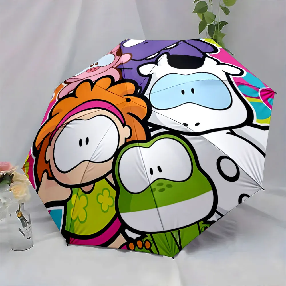 1PC Playful Cartoon Characters Umbrella for Kids and Fun Lovers Print 8 Iron Ribs Folding Umbrella Auto-Open Fashion Sunshade