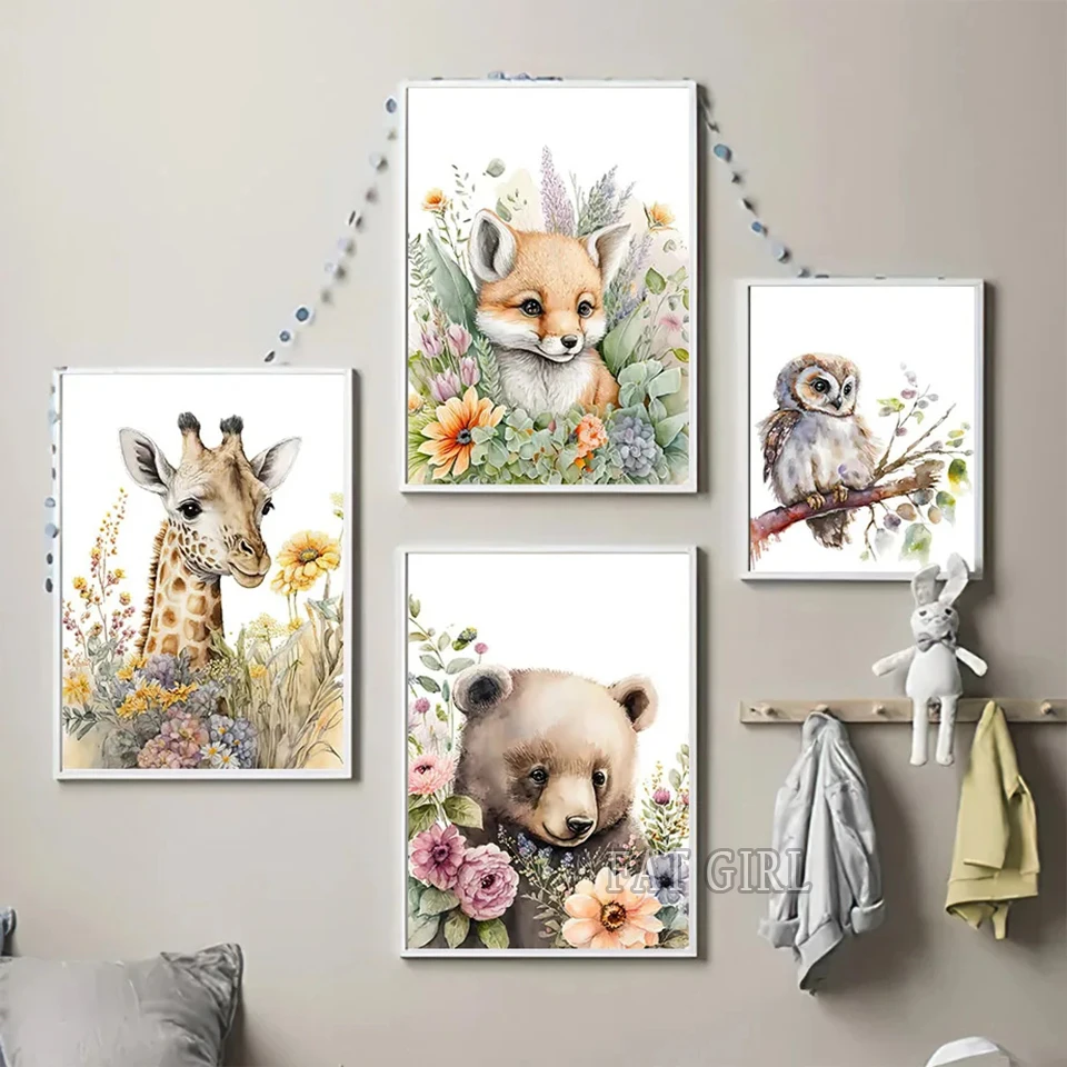 Diy Diamond Painting New 2024 Giraffe Bear Lion Fox Wild Flower Nursery Mosaic Aninmal Diamond Embroidery Baby Kids Home Decor