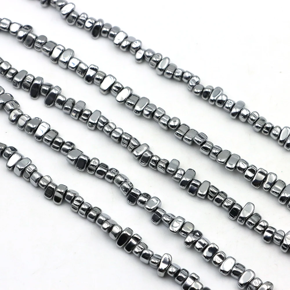 

Irregular Natural Hematite Stone Chips Beads 5-8mm Silver Plating Hematite Gravel Bead Finding for Jewelry Making Necklace 15"