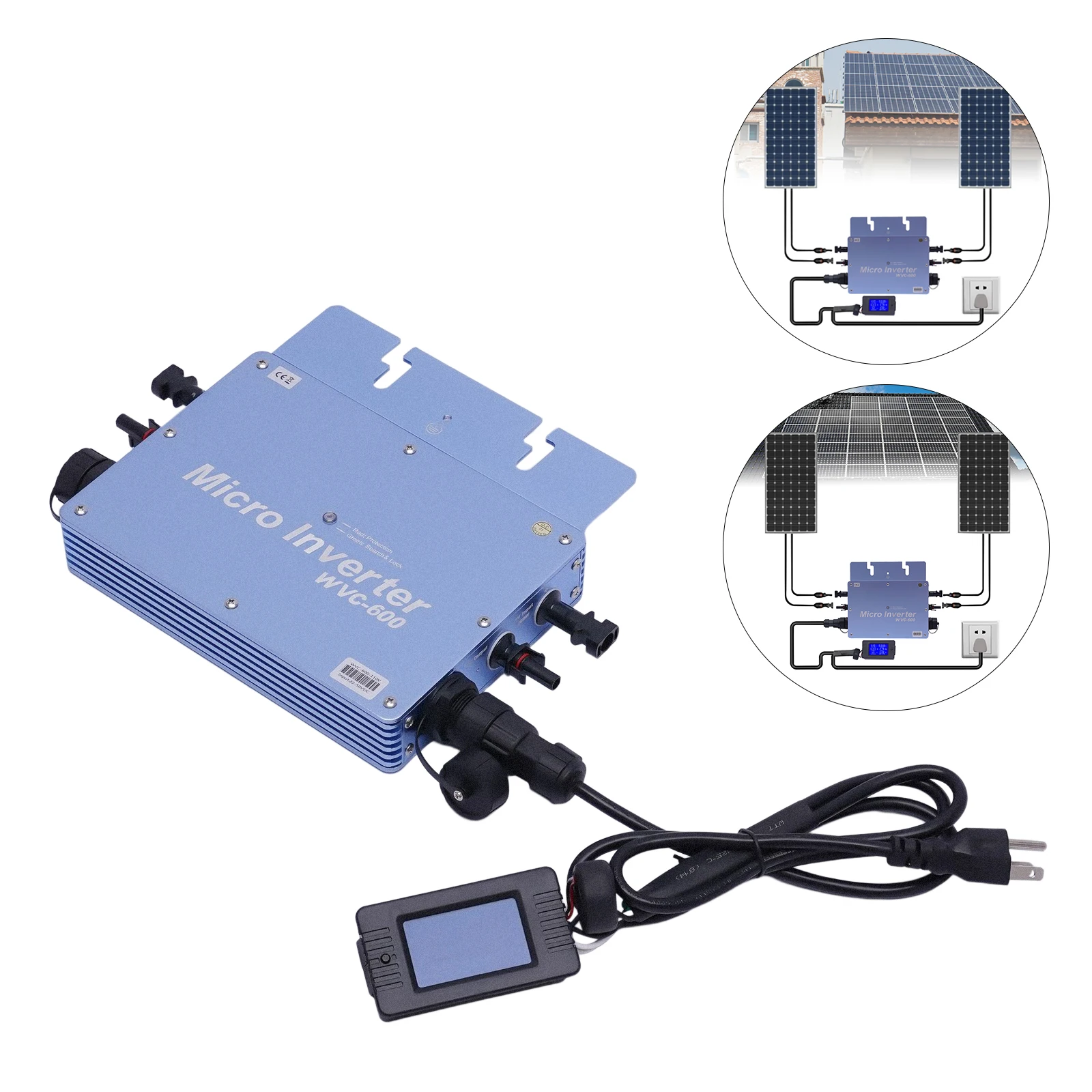 600W Aluminium Alloy Solar Grid Tie Micro Inverter Waterproof IP65 DC54V PV Input AC110V Output for Solar Panel