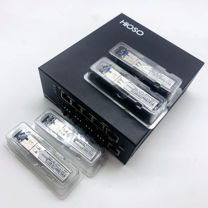 HIOSO MINI OLT EPon olt 4Ports 1:64 FTTH Fiber optic equipment  DC12V WEB SNMP CLI 256 Users 4 1000M  Rj45 compatible HUWEI ZTE - view 5