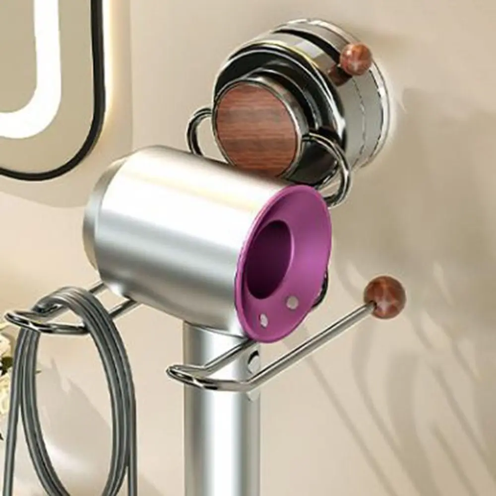 

Iron Suction Cup Hair Dryer Holder Wall Mounted Reusable Hair Blow Dryer Rack Punch-Free Space Saving Hair Dryer Hanger for Home