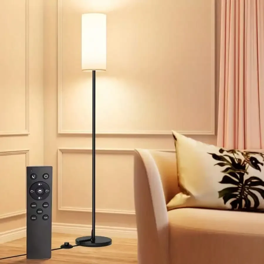 LED Floor Lamp, Adjustable Ceiling Lamp With Lampshade And LED Bulb (3000K-6000K), Adjustable Brightness (Stepless Dimming), Timer, Scene Mode, Bedroom Bedside Lamp With Foot Switch And Remote Control