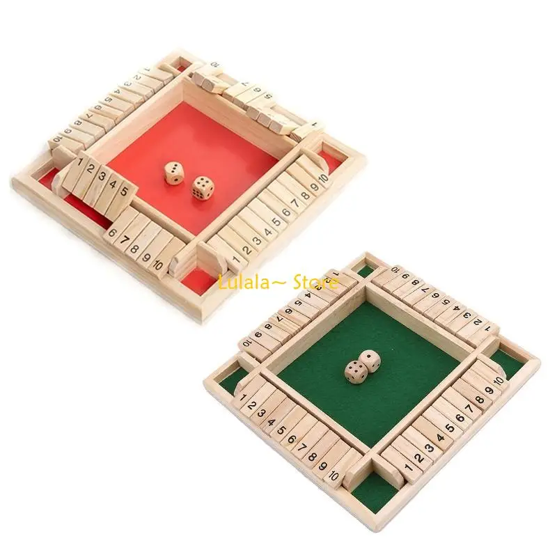 Y4QA Holzwürfelspiel „Shut The Box“ für 4 Spieler, klassisches Pub-Brettspiel in Tischversion