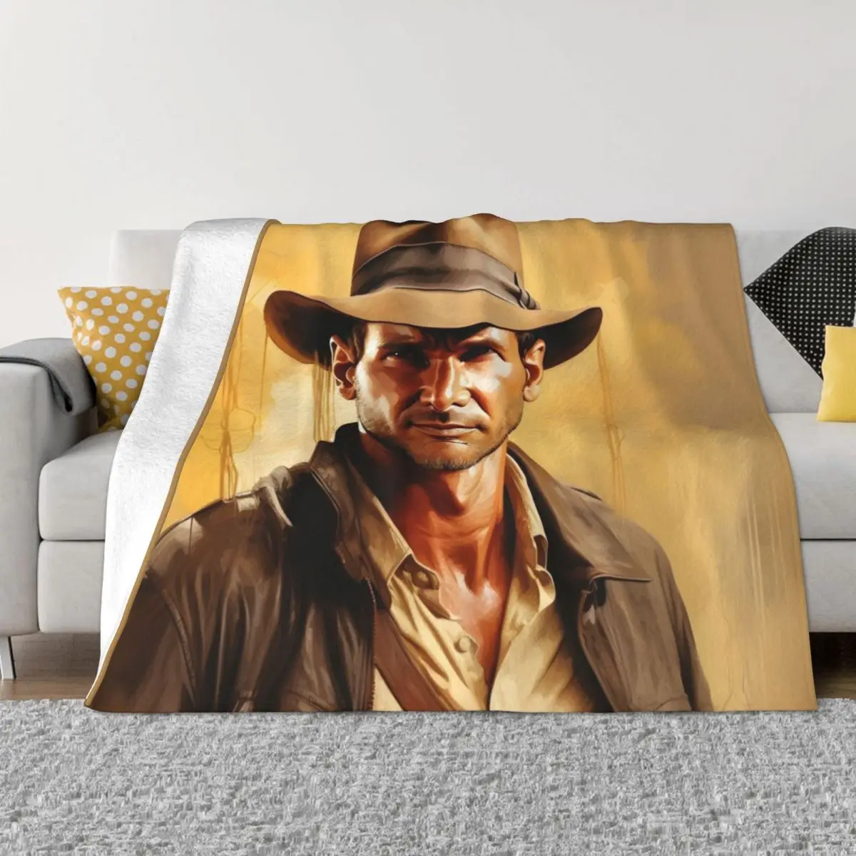 

Indiana Jones Paint Artwork Throw Blanket warm winter Multi-Purpose Thins Blankets