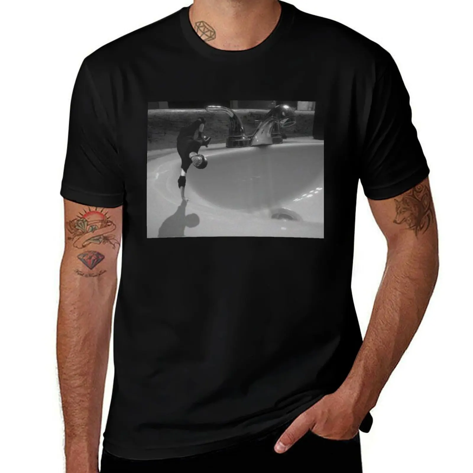 Tony Hawk skateboarding in the sink T-Shirt Utility Casual Work T-Shirt