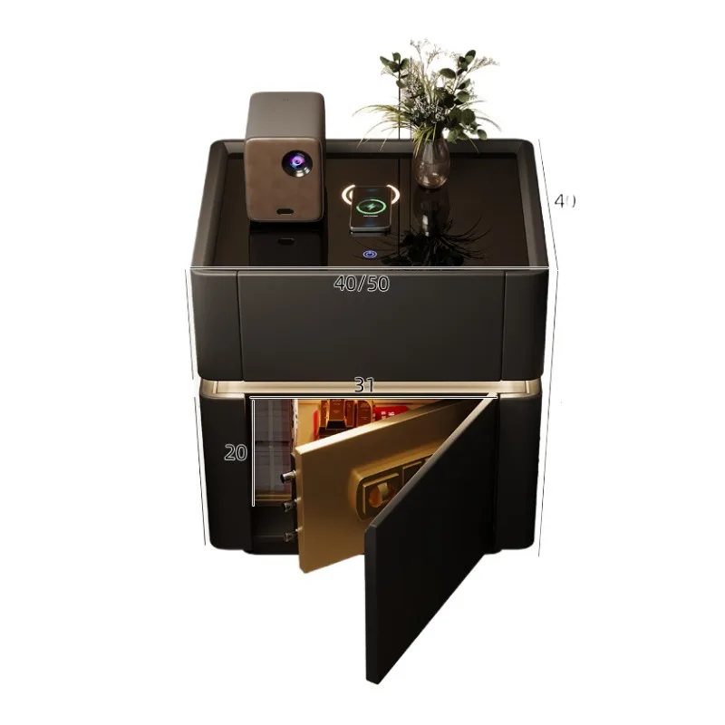 Smart bedside safe, integrated high-end multi-function with wireless charging, bedside safe cabinet