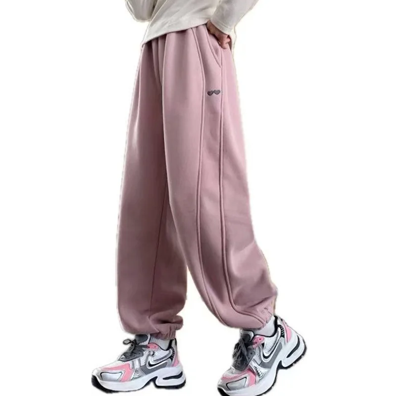 

New Spring Children Casual Cotton Pants for Girls Slim Fit Loose Sports Trousers Kids Teenager Elegant Sweatpants Age 5-14 Years