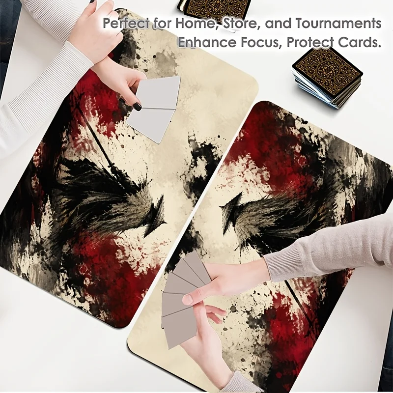 Samurai ink-style card game mat, large-sized non-slip mouse pad, suitable for collectible card games desk accessories