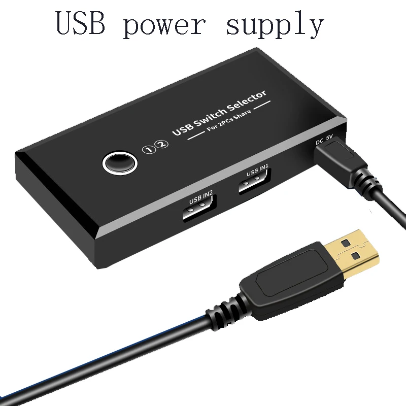 USB KVM-коннектор, USB 3,0 2,0, переключатель-адаптер, 2 порта, совместное использование 4 USB-устройств, быстрая подключение для клавиатуры, мыши, принтера, монитора