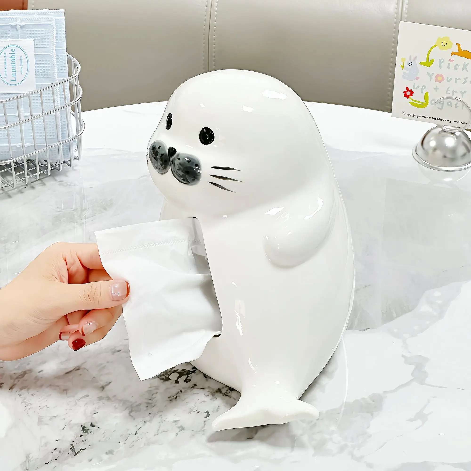 

New Stylish Seal Tissue Box - Ceramic Napkin Holder for Living Room Desktop & Home Décor