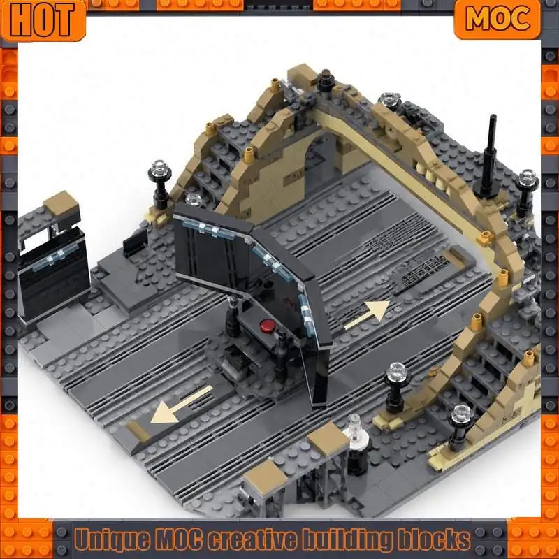 683 PCS Customize Batcave - Secret Train Terminal MOC Customize Modular Building Block Creative Design DIY Boy Festival Toy Gift