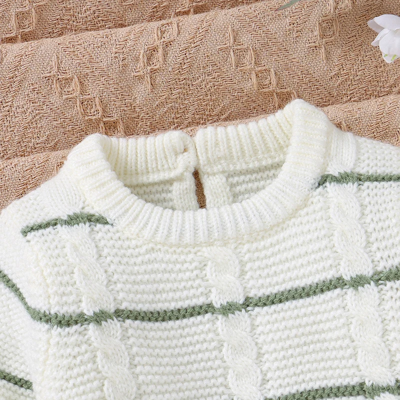 Baby Romper Knitted Infant Newborn Jumpsuit Fashion Striped Foot Wrap Warm Girl Boy Kid Clothes Long Sleeve 0-9M Overalls Autumn