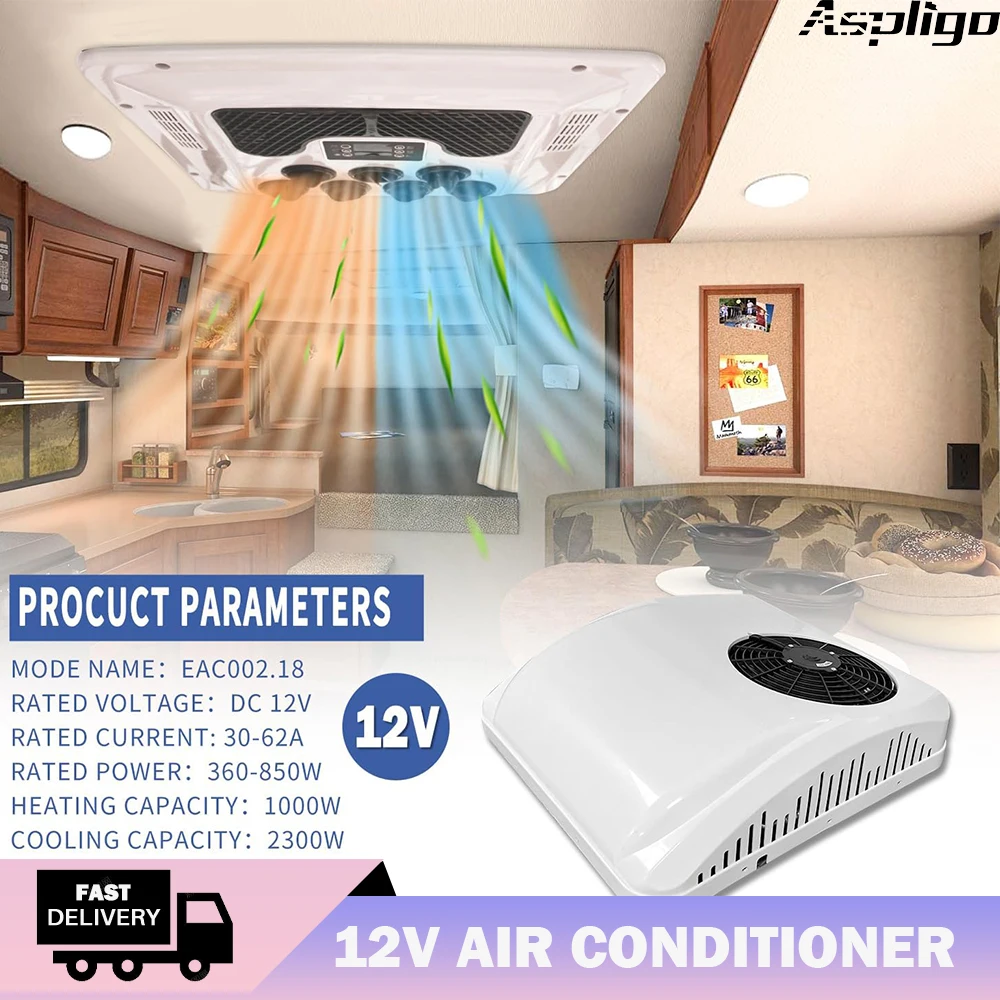 

12V 24V Electric Car RV Roof Air Conditioner Automobile Heat and Cool Rooftop Parking Air Conditioning For Camper Van Motorhome