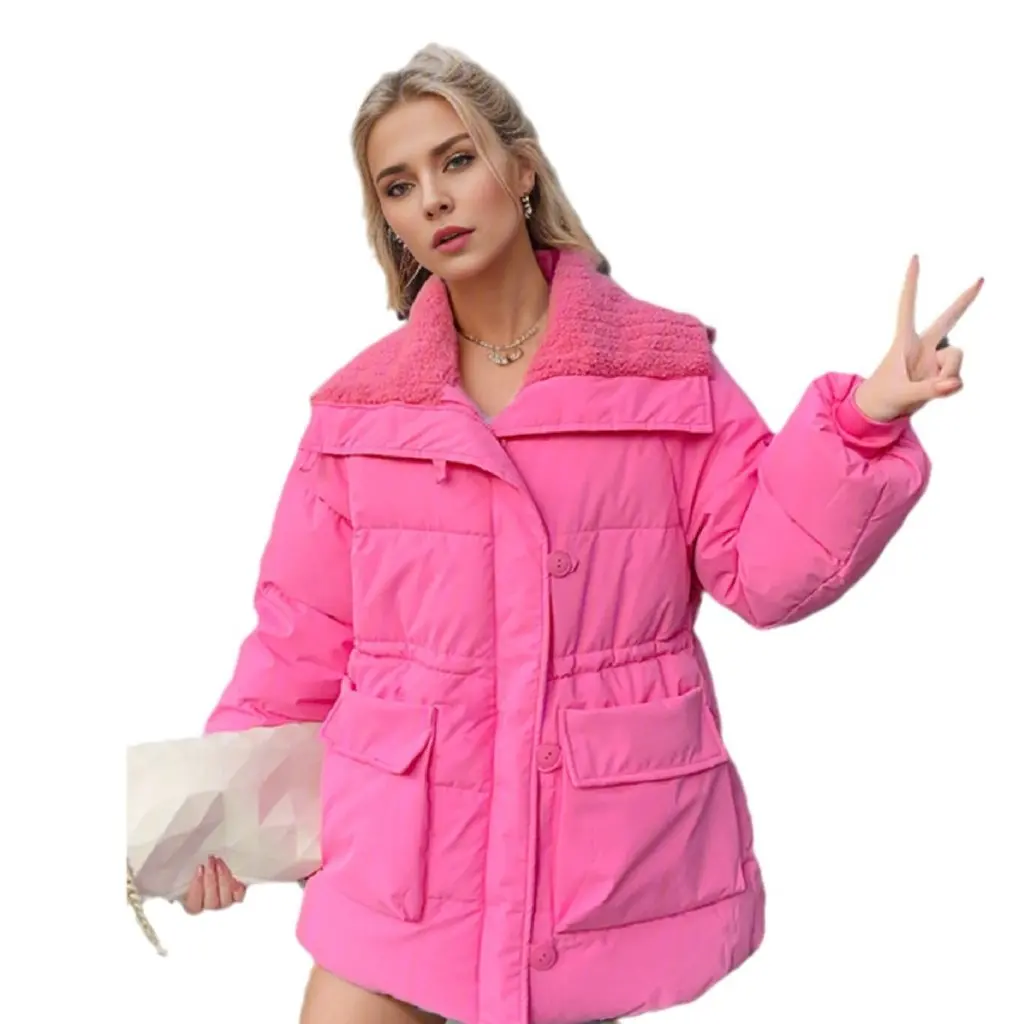 

Women's Korean-Style Thickened Cotton-Padded Coat Green Four Seasons Loose down Cotton Bread Coat for Students Winter Outerwear