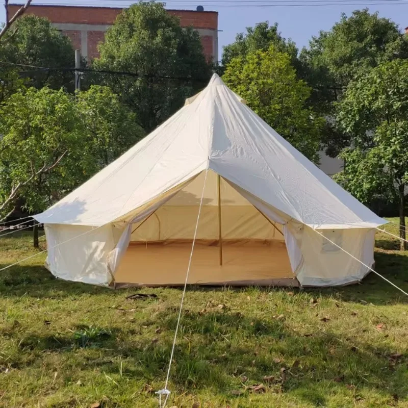 3m 4m 5m 6m New Design Outdoor Cotton Canvas Bell Tent Round Teepee Yurt Luxury Glamping Tent Star Gazing Bell Tent