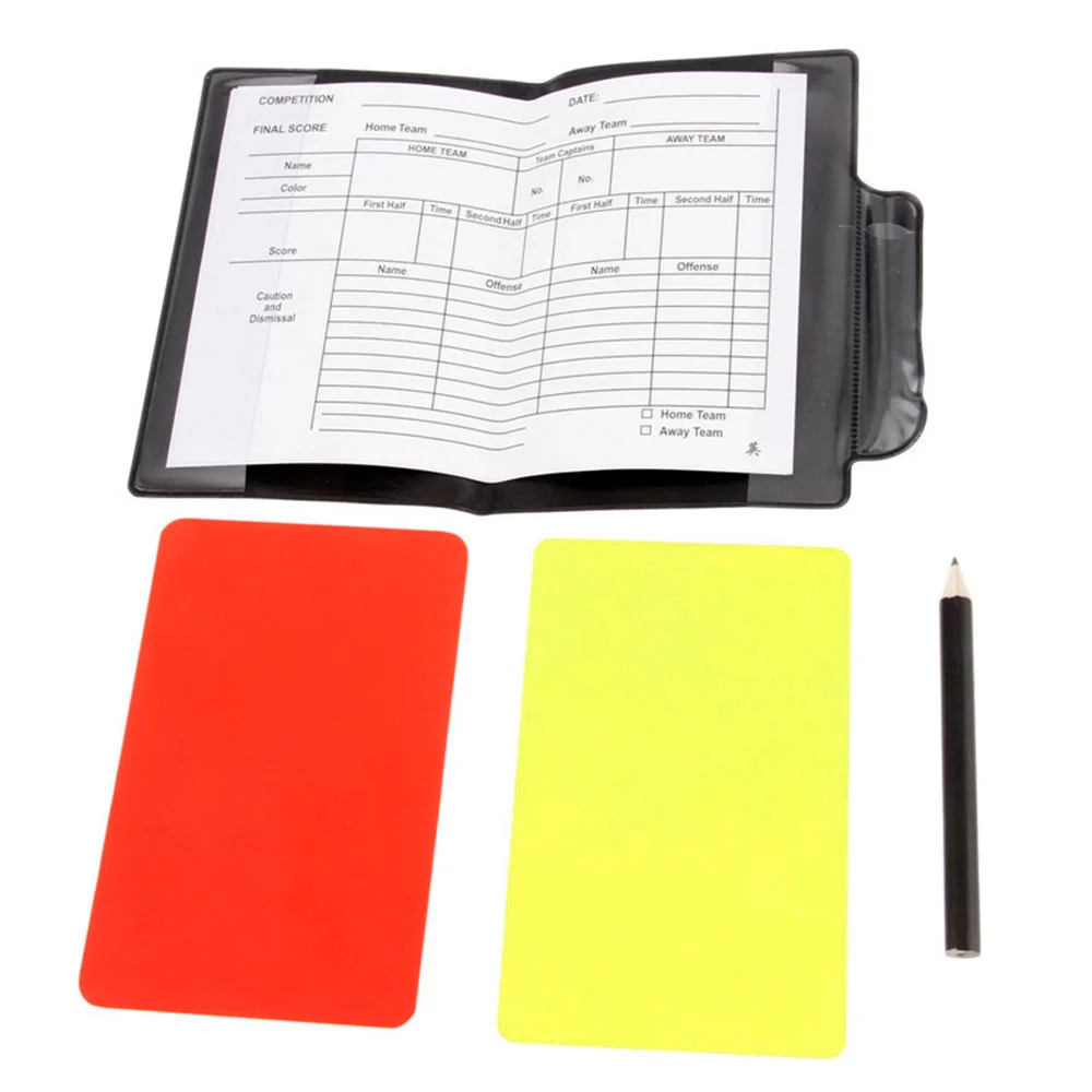 Football Soccer Referee Card Sets Warning Referee Red and Yellow Cards with Wallet Score Sheets Notebook Judge Accessories