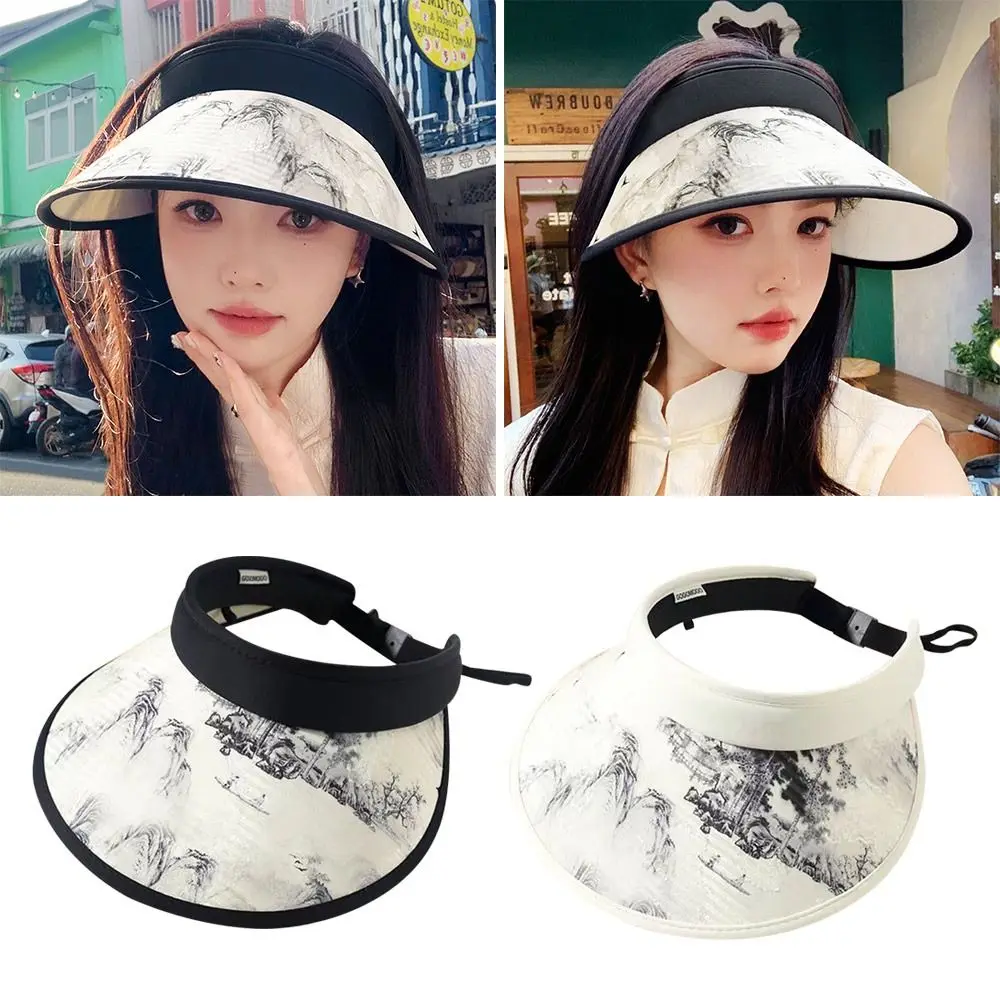 UV Protection Sun Hats Summer Casual Portable Beach Hat Empty Top Wide Brim Visors Cap for Men Women