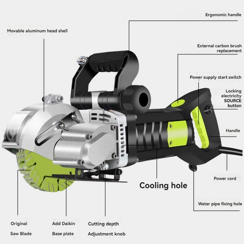 New Electric Wall Chaser Handheld Slotting Machine Brick Wall Cutting Machine Concrete Groove Slotting Machine Power Tool ﻿