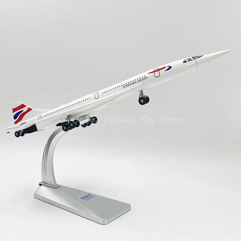 1:160 Diecast Plane Model Toy Concorde Supersonic Aircraft Miniature Replica With Sound & Lights