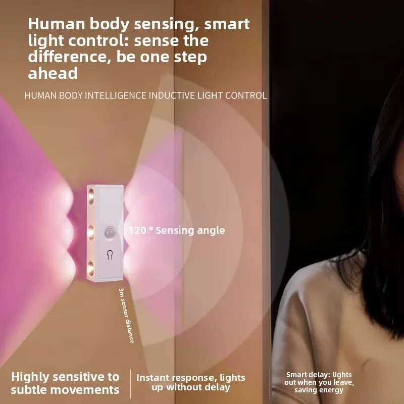 

Светодиодный настенный светильник с датчиком движения, перезаряжаемый, 3 цвета и RGB, декоративная лампа для домашнего декора, декоративное освещение