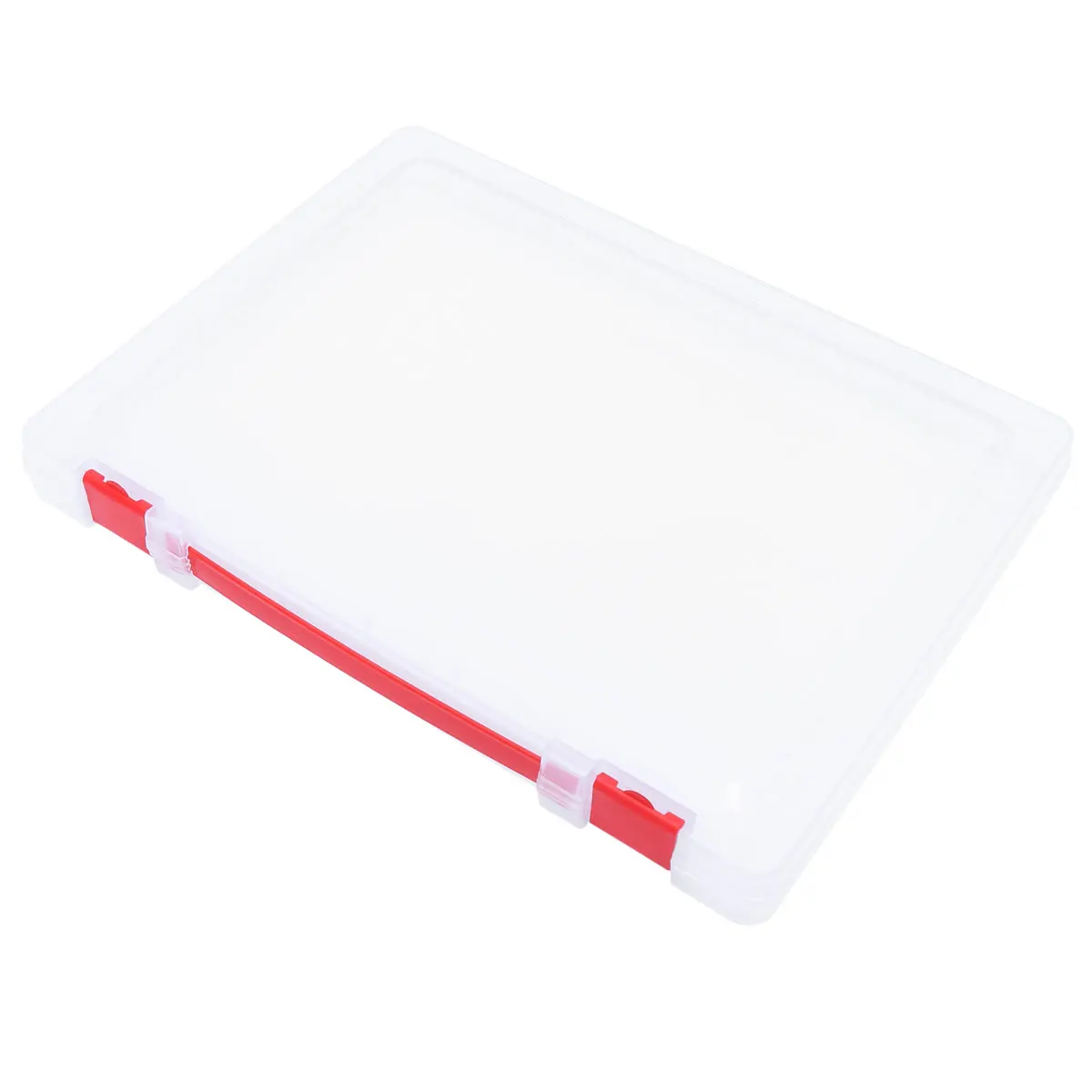 Transparent Storage Box Clear Document File Case Portable Ducoment Holder Red Buckle Stackable Lightweight Home Office Bedroom