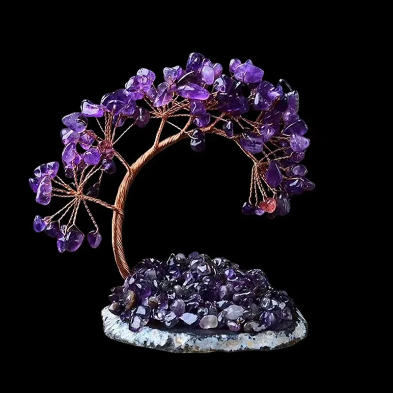 Colorful Crystal Life Tree Ornament, Crystal Crushed Stone Fortune Tree, Desktop Decoration, Creative Gift