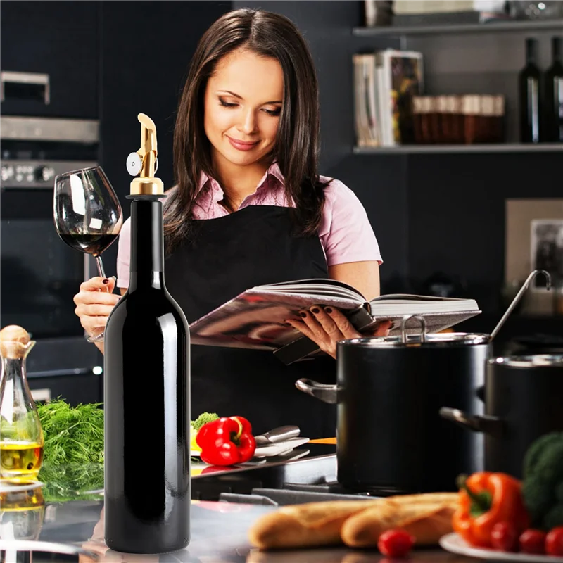 -A94Z Weighted Stainless Steel Pourers, Auto Flip Olive Oil Dispenser Spout, Balsamic Vinegar Pour Spouts 4Pcs