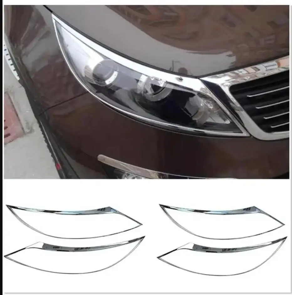 ABS Chrome Head Light Lamp Cover Trim New 2Pcs\set exterior for 2011 -2015 For Kia Sportage