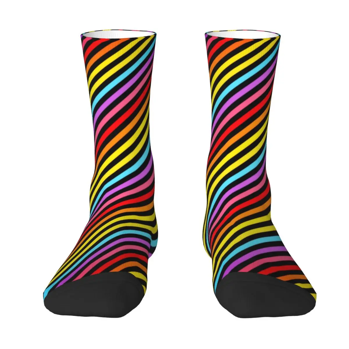 Rainbow Print Stockings Women Colorful Striped Socks Soft Breathable Socks Winter Running Sports Non Slip Design Socks Gift