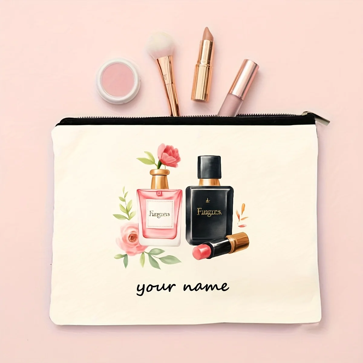 

Personalized Name Text Portable Travel Toiletry Organizer with Zipper Closure Bridesmaid Gifts, Birthdays Mother's Day