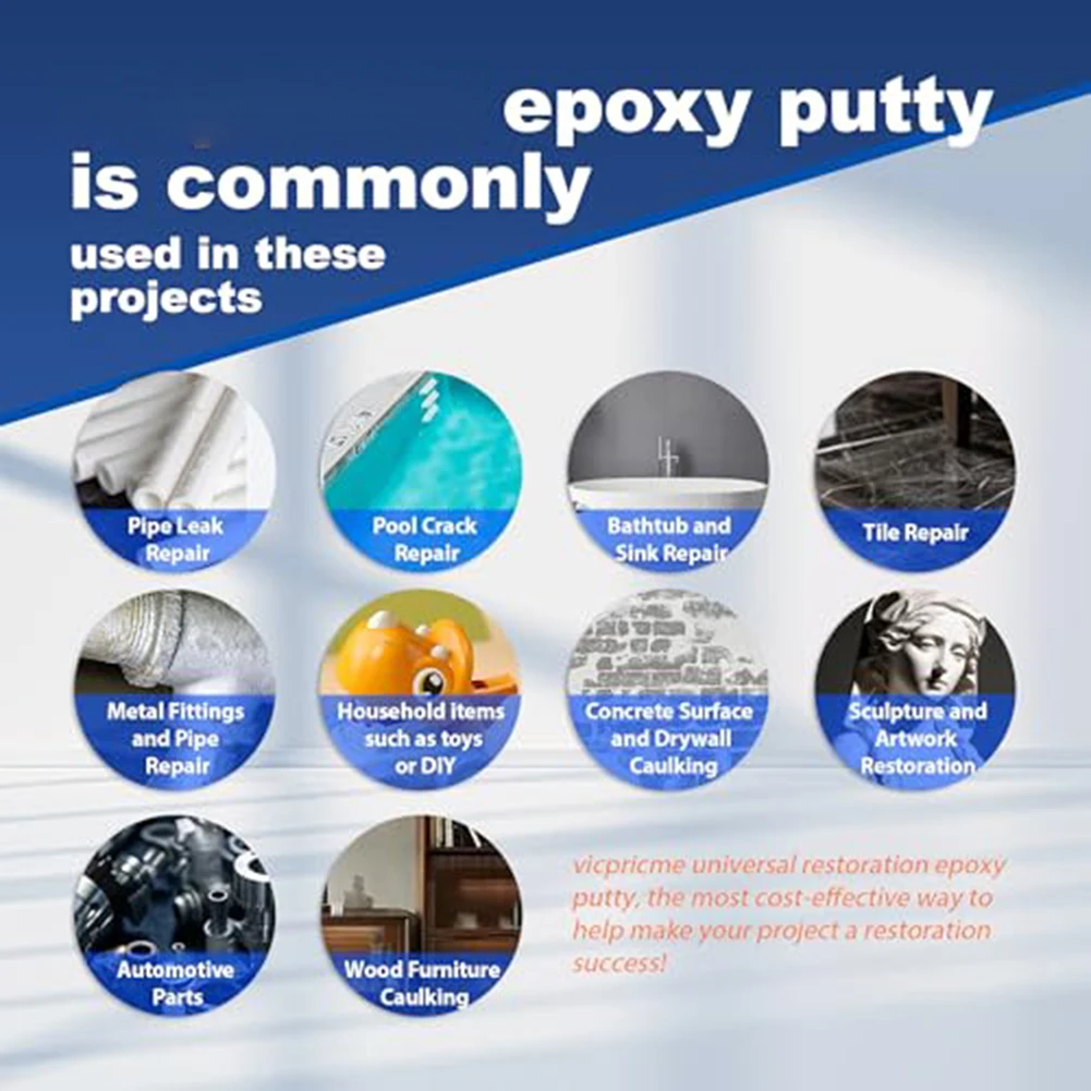 Epoxy-Putty For Metal Wood Repair 2-Part Filler For Metal Wood Plastic Multi-Purpose Fast Leaks Repair Bonding