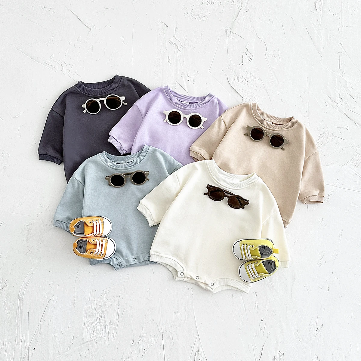 Newborn Baby Clothes Romper Triangle Jumpsuit Button Basic Sweatshirts Solid Color Pullover Bodysuits Fall Winter Child Clothes