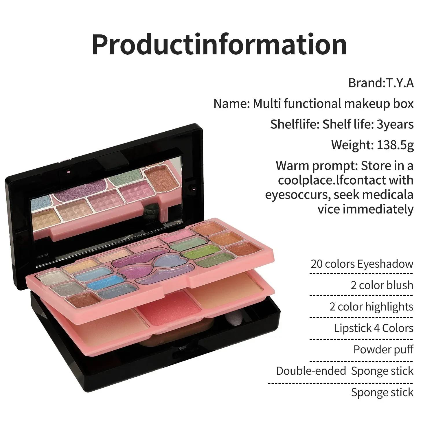 Makeup Kit Full Set Box for Girl Multi-functional 28 Color Face Powder Eyeshadow Lips Make Up Brushe Highlighter Bronzer Palette