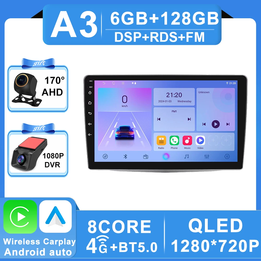 Android 16 Autoradio Stereo Voor Alfa Romeo MiTo 955 2008-2016 Auto Cireless Carplay GPS Navigatie Multimedia Video speler 2Din