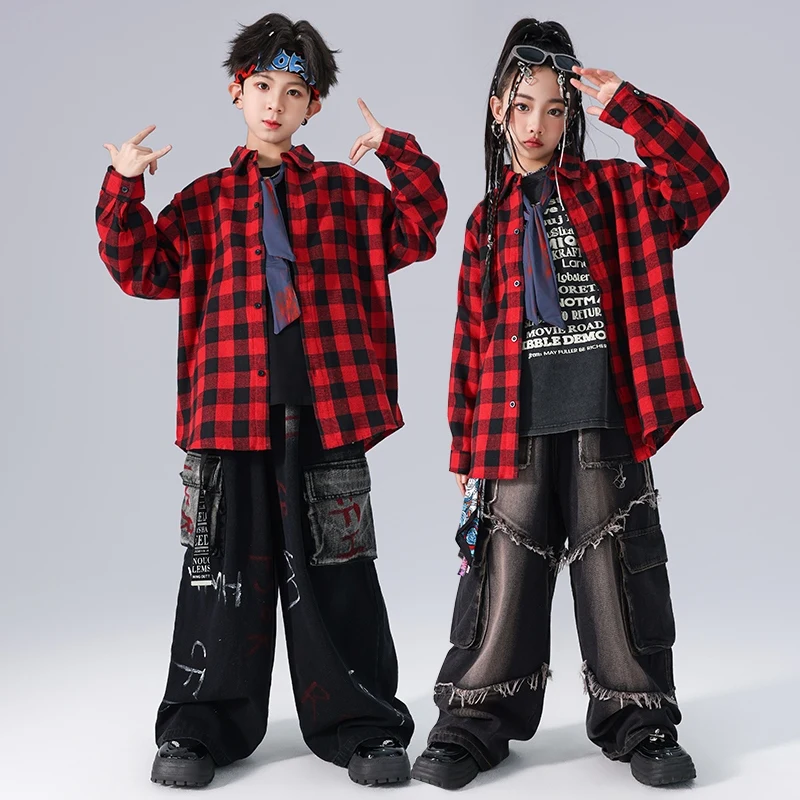 

Boys Girls Kpop Stage Outfit Kids Hip Hop Jazz Dance Costume Children'S Ballroom Dance Clothes Kids Street Dancewear DW10372