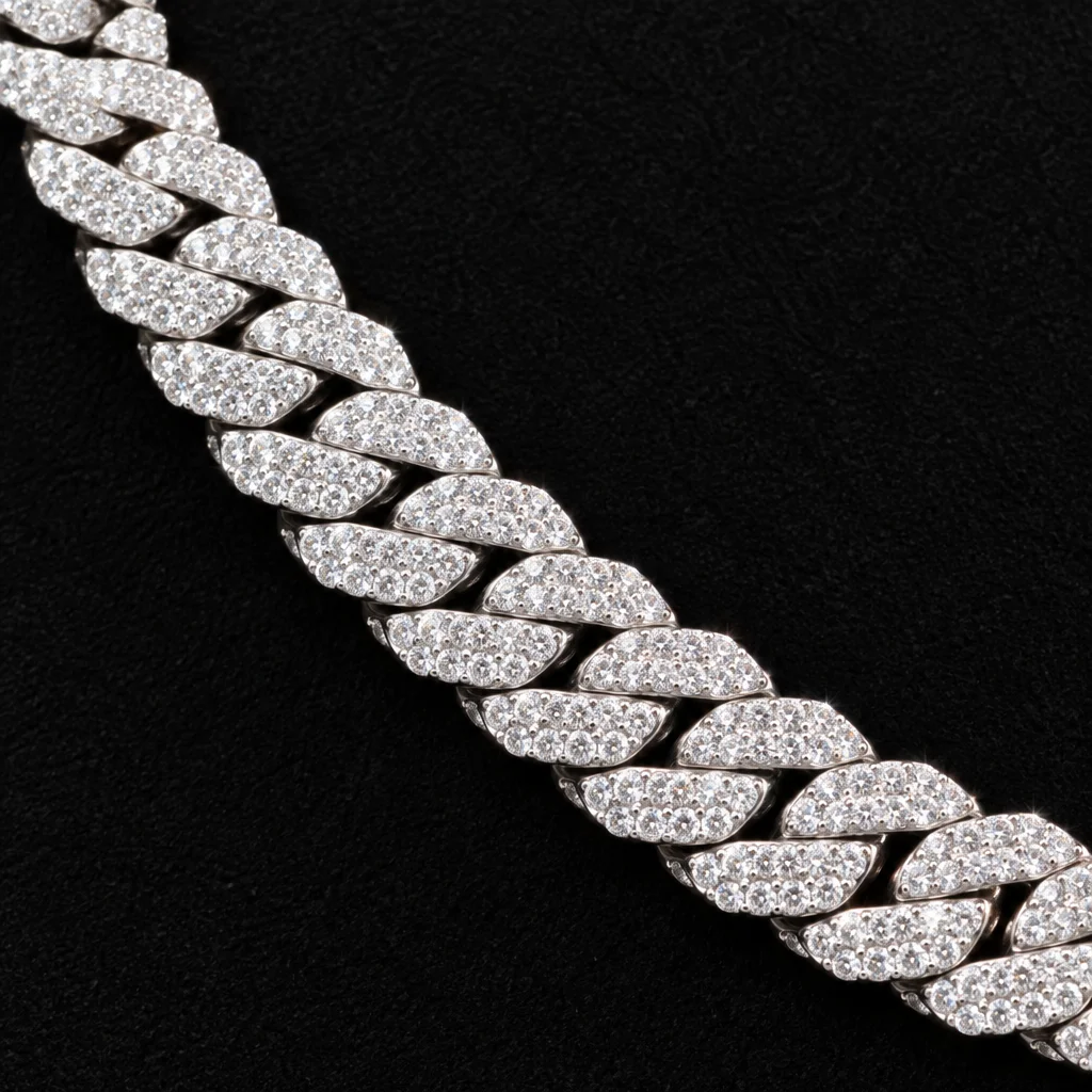 Arrival CVD .New Moissanite 12MM Cuban Link Chain GRA Certified 925 Silver Diamond Hip Hop Necklace Men Jewelry Gift Box Set.