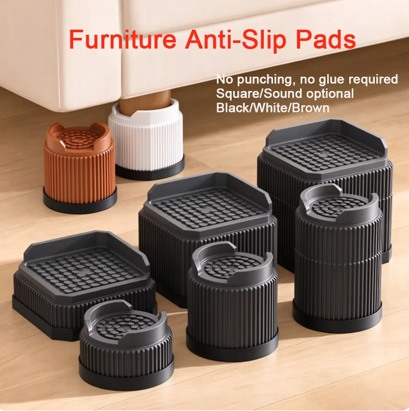 Furniture Foot Pad Square/Round Quick Furniture Lift Kit Stackable Non-Slip & Moisture-Proof Risers to Elevate Desks Sofa Legs