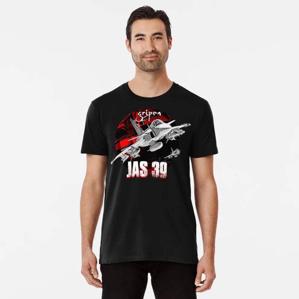 Swedish Saab JAS-39 Gripen Fighter T Shirt. New 100% Cotton Short Sleeve O-Neck Casual T-shirts Size S-3XL