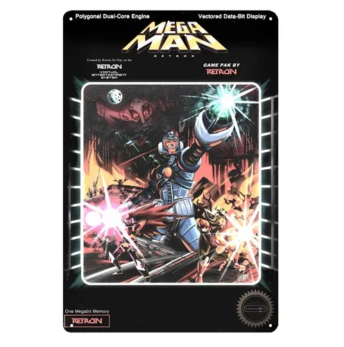 Póster Metálico del Videojuego Retro Mega Man Nes